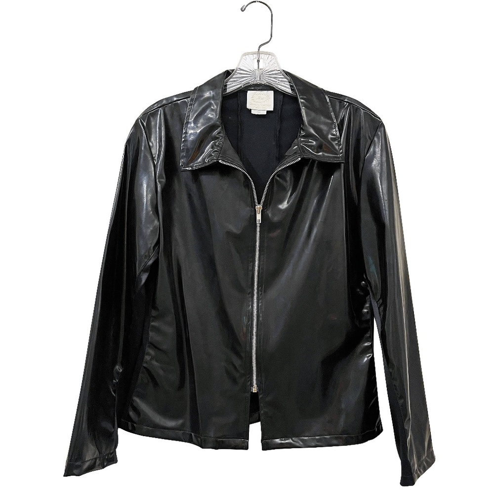 Vintage black pleather jacket, faux patent leather